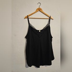 Agnes Orinda Black Cami Lingerie.        Black With Lace Trim. 4X